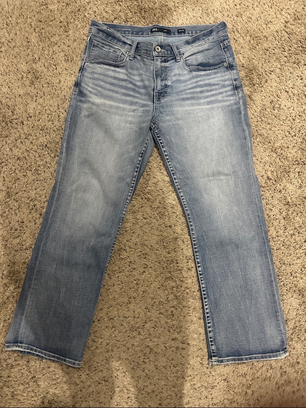 BKE Buckle Men's Light Wash Straight Jake Jeans - Blue